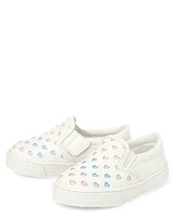 Toddler Girls Perforated Glitter Heart Slip On Sneakers