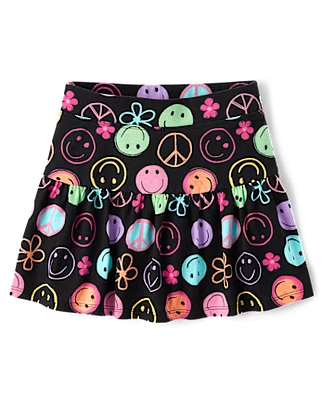 Girls Print Tiered Skort