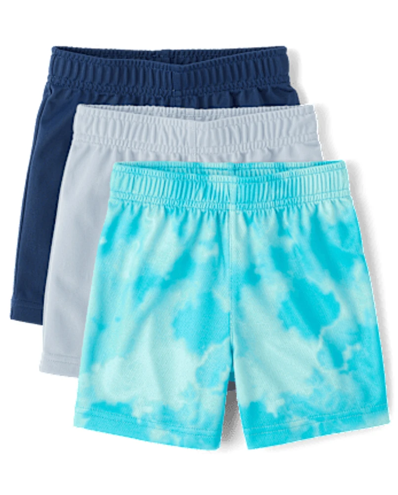 Baby And Toddler Boys Moisture Wicking Tie Dye Basketball Shorts 3-Pack