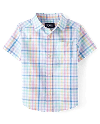 Baby And Toddler Boys Dad Me Gingham Poplin Button Up Shirt