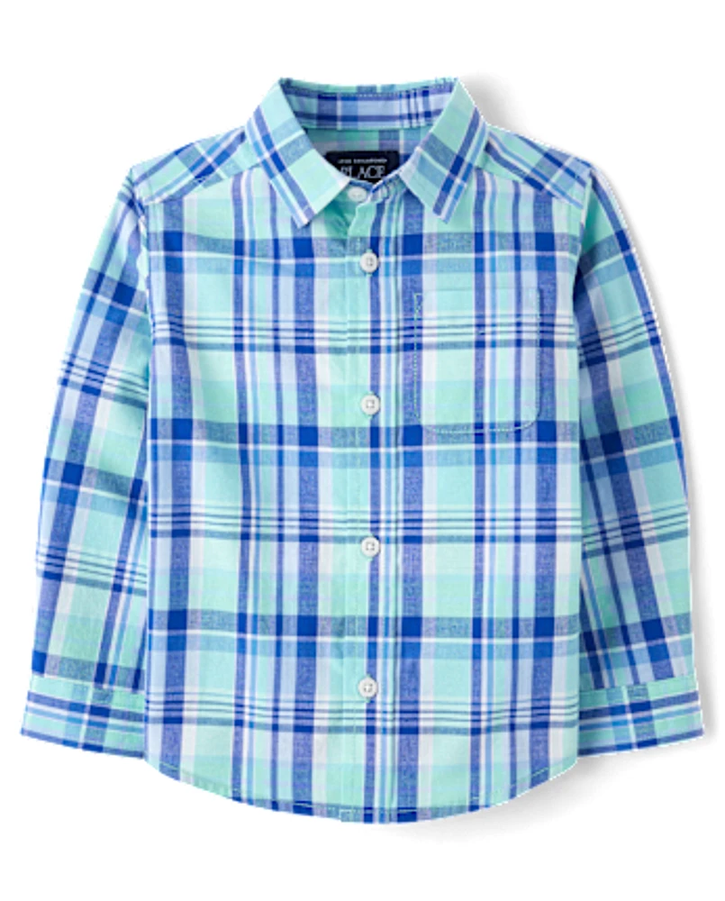 Baby And Toddler Boys Dad Me Plaid Poplin Button Up Shirt