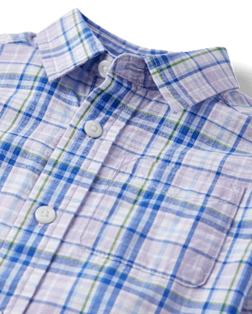 Baby And Toddler Boys Dad Me Plaid Poplin Button Up Shirt