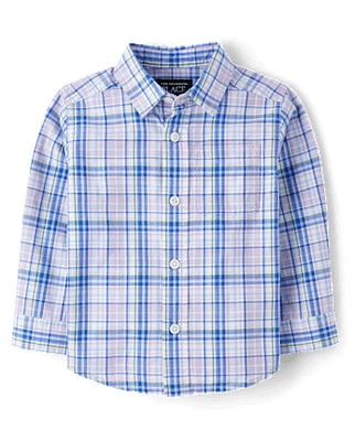 Baby And Toddler Boys Dad Me Plaid Poplin Button Up Shirt