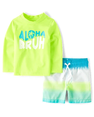 bébé et tout-petit, garçon Aloha Bruh Rashguard Maillot de bain