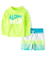 Baby And Toddler Boys Aloha Bruh Rashguard Swimsuit