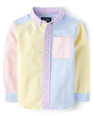 Baby And Toddler Boys Colorblock Oxford Button Up Shirt