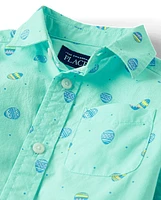 Baby And Toddler Boys Easter Egg Poplin Button Up Shirt