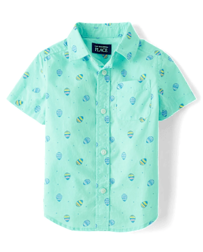 Baby And Toddler Boys Easter Egg Poplin Button Up Shirt