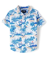 Baby And Toddler Boys Print Poplin Button Up Shirt