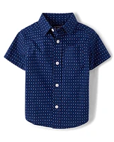 Baby And Toddler Boys Print Poplin Button Up Shirt