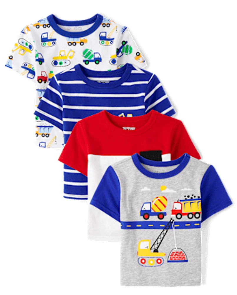 Baby And Toddler Boys Construction Top 4-Pack