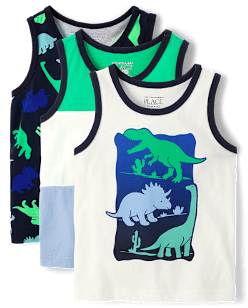 Baby And Toddler Boys Dino Tank Top 3-Pack