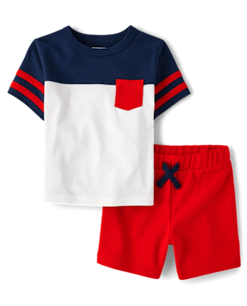 Baby And Toddler Boys Colorblock 2-Piece Outfit Set