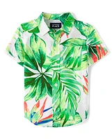 Baby And Toddler Boys Matching Family Tropical Poplin Button Up Shirt