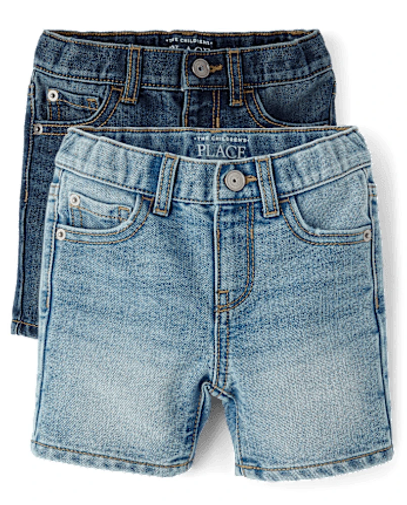 Baby And Toddler Boys Non-Stretch Denim Shorts 2-Pack