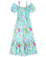 Womens Matching Family Tropical Midi Off Shoulder Dress