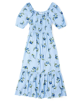 Womens Mommy And Me Floral Midi Tiered Dress