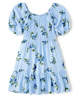 Girls Mommy And Me Floral Smocked Ruffle Dress