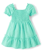 Toddler Girls Mommy And Me Smocked Ruffle Dress