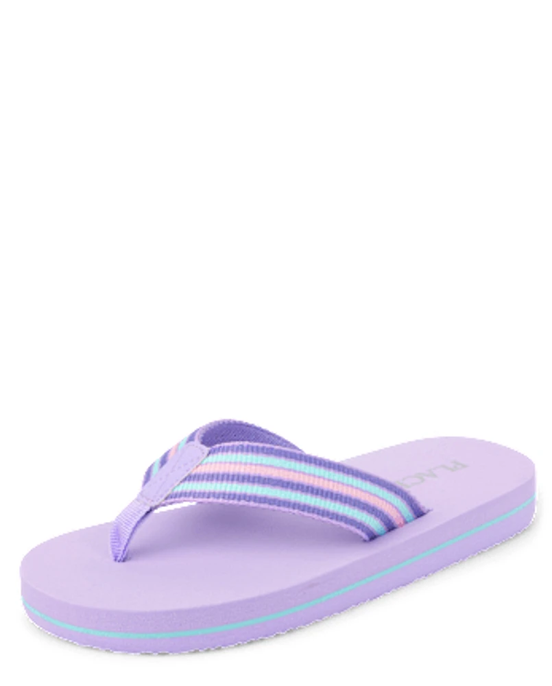 Girls Striped Flip Flops