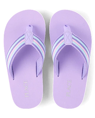 Girls Striped Flip Flops