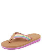 Girls Striped Flip Flops