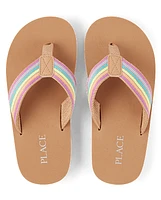 Girls Striped Flip Flops