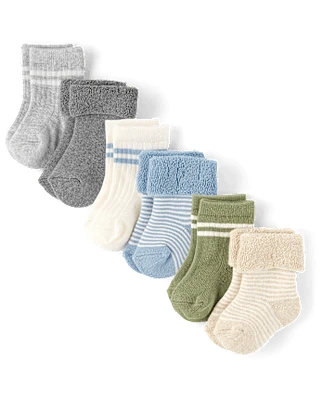 Lot de 6 chaussettes mi-longues rayées à revers Bébé Garçon