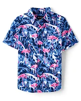 Boys Tropical Poplin Button Up Shirt