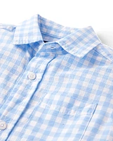 Boys Dad And Me Gingham Poplin Button Up Shirt