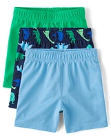 Baby And Toddler Boys Moisture Wicking Print Basketball Shorts 3-Pack