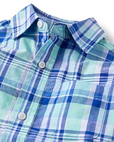 Boys Dad And Me Plaid Poplin Button Up Shirt