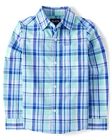 Boys Dad And Me Plaid Poplin Button Up Shirt