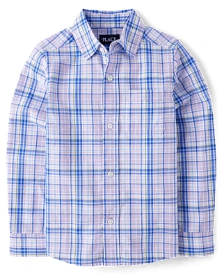 Boys Dad And Me Plaid Poplin Button Up Shirt