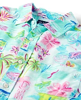 Mens Matching Family Tropical Button Up Shirt