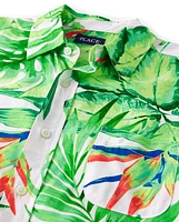 Mens Matching Family Tropical Button Up Shirt