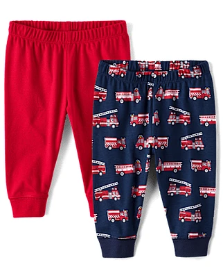 Baby Boys Fire Truck Pants 2-Pack