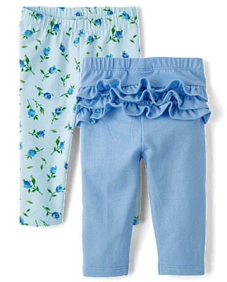 Baby Girls Floral Ruffle Leggings 2-Pack