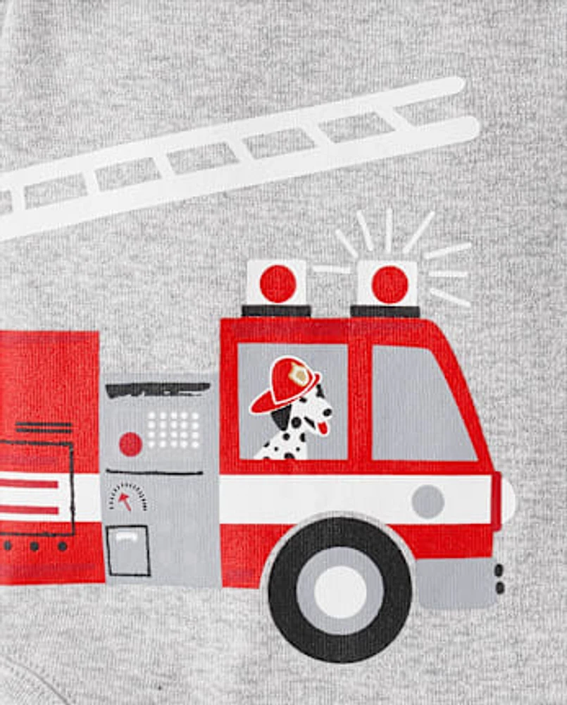 Lot de 4 bodies pour bébé garçon motif camion pompiers