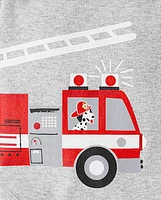 Lot de 4 bodies pour bébé garçon motif camion pompiers