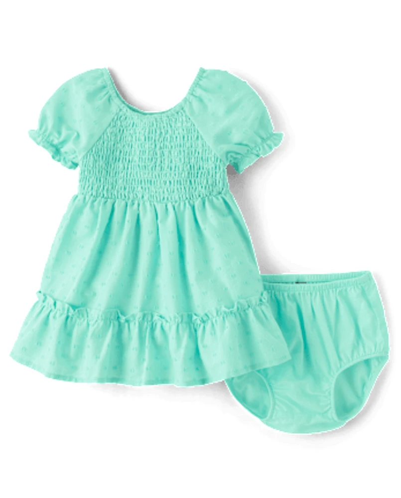 Baby Girls Mommy And Me Smocked Ruffle Dress