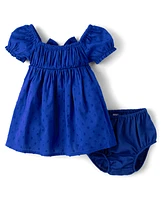 Baby Girls Mommy And Me Bow Back Fit Flare Dress