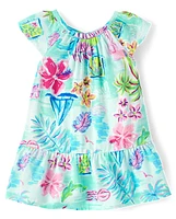 Baby Girls Matching Family Tropical Ruffle Dress