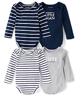 Baby Boys Little Man Bodysuit 4-Pack