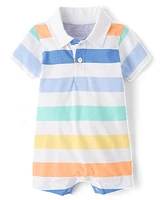 Baby Boys Striped Polo Romper