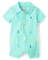 Baby Boys Bunny Polo Romper