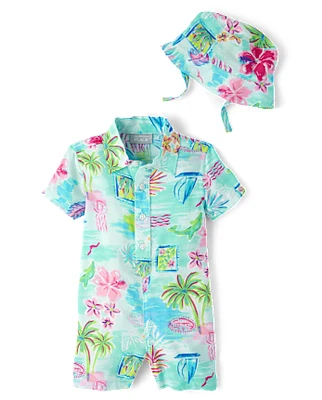 Bébé Garçons Famille assortie Tropical barboteuse 2 pièces Outfit Ensemble