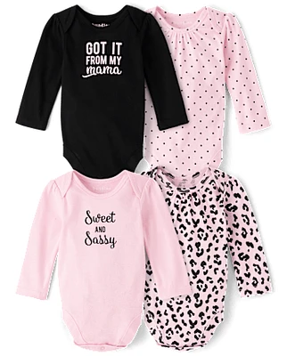 Baby Girls Sweet And Sassy Bodysuit 4-Pack