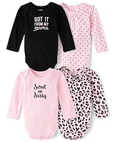 Baby Girls Sweet And Sassy Bodysuit 4-Pack