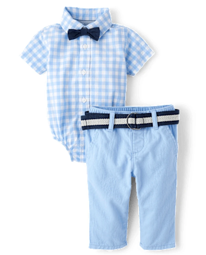 Baby Boys Dad And Me Gingham Poplin 2-Piece Outfit Set